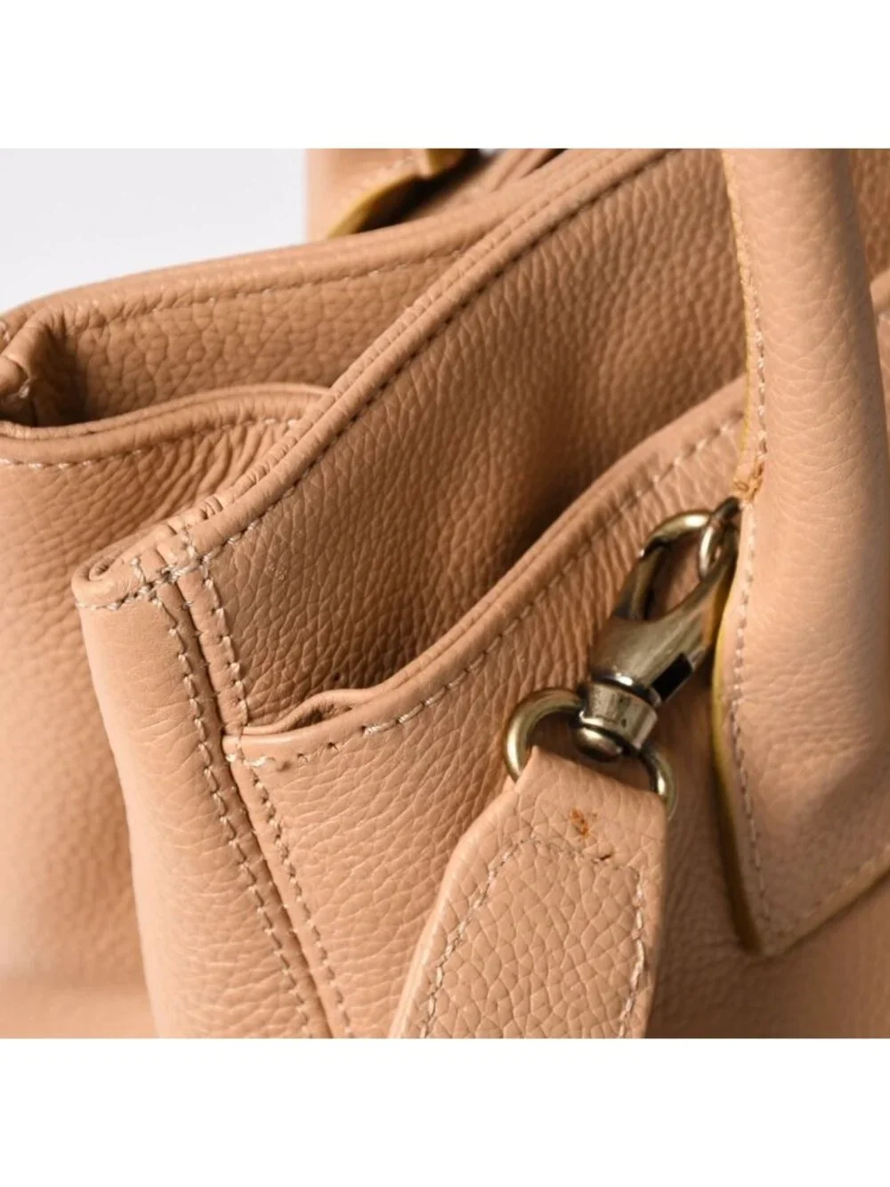 Chanel Executive Tote Bag CC Logo Turnlock Calfskin Beige